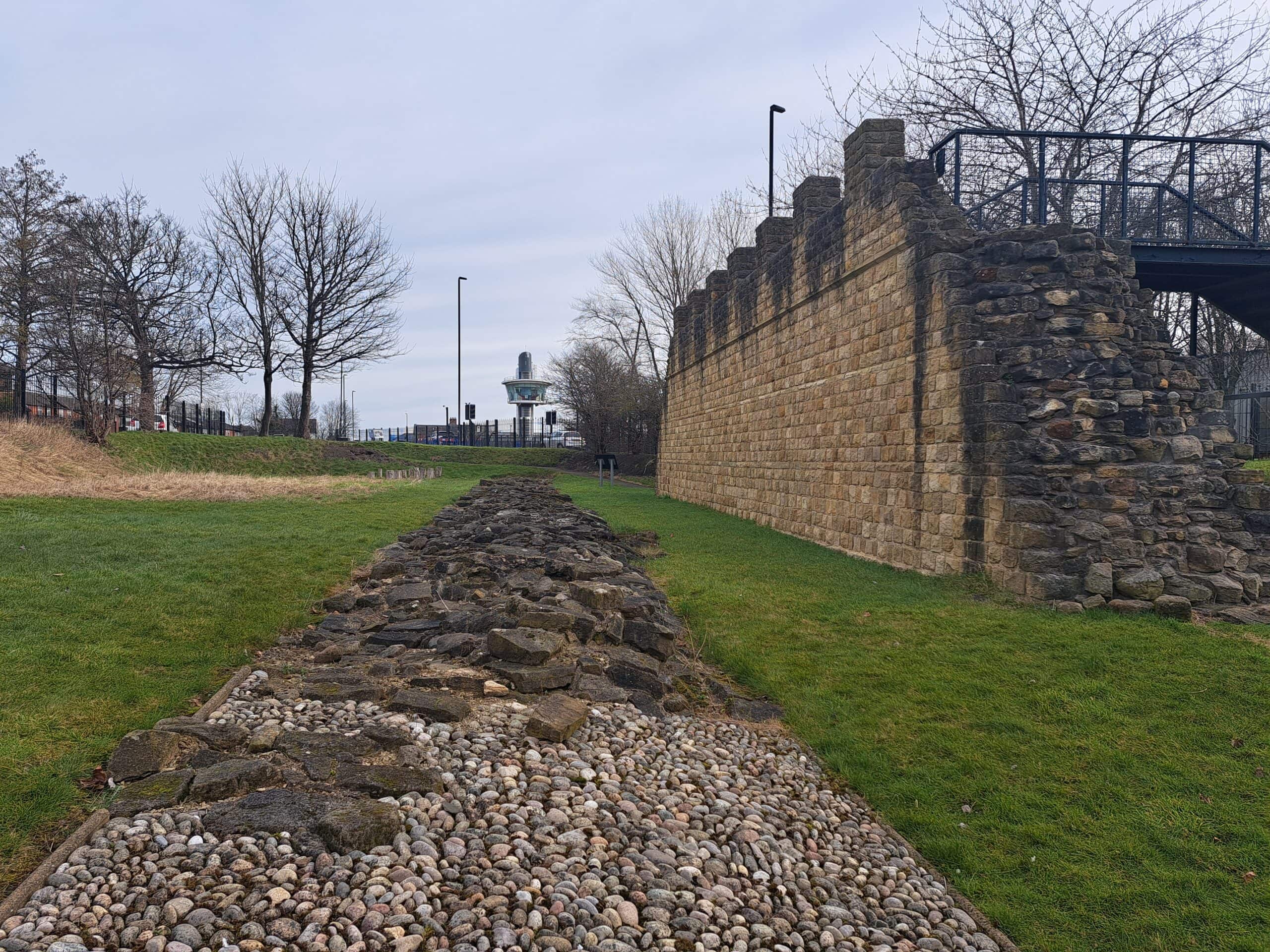 The remains of a Roman fort in a field