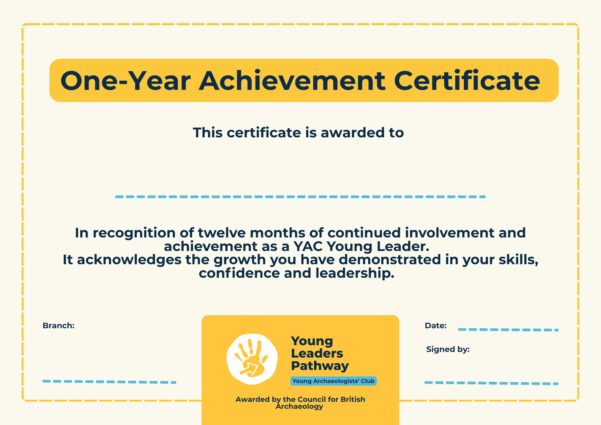 An image of one-year participation certificate