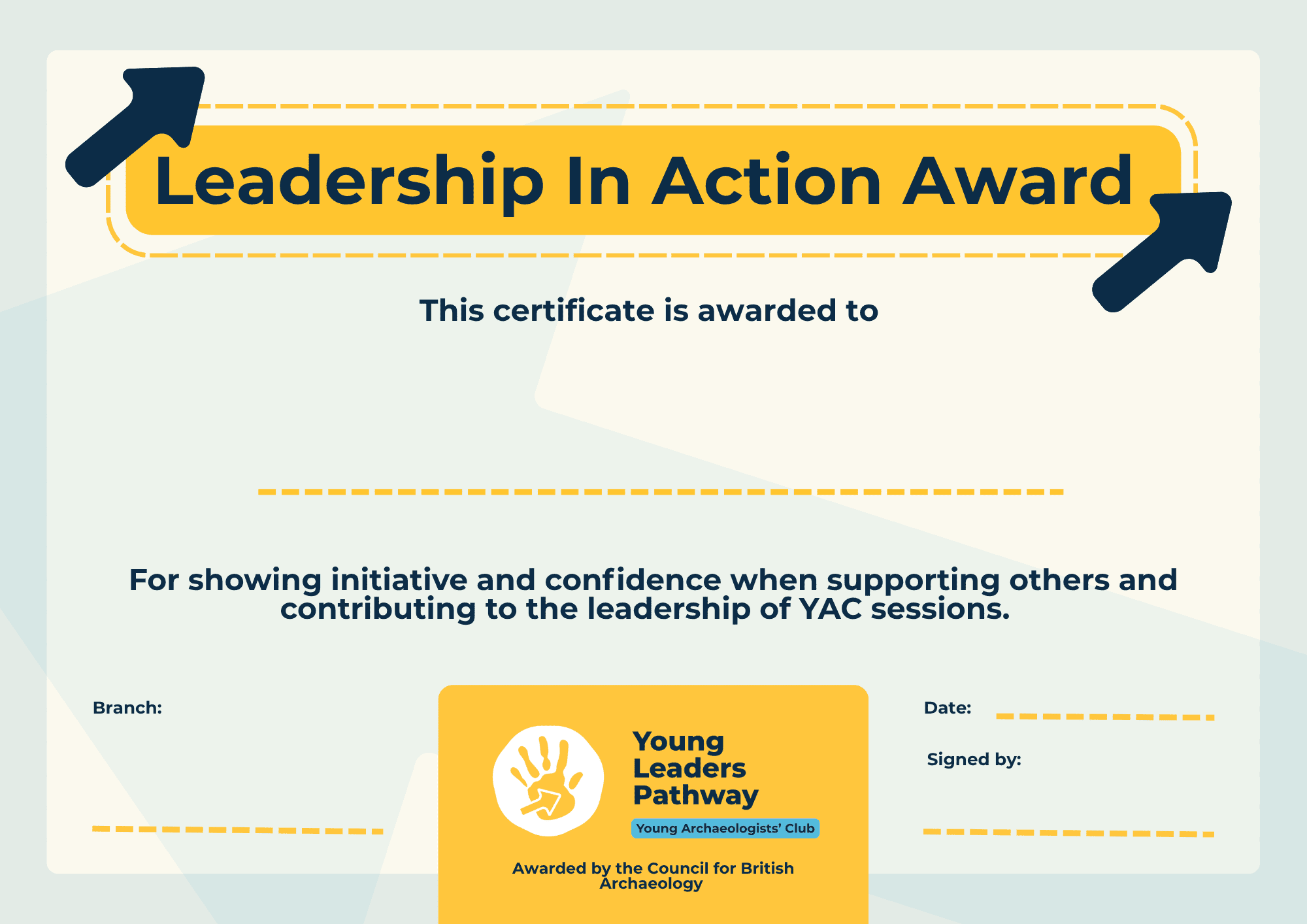 An image of the Leadership in Action certificate.