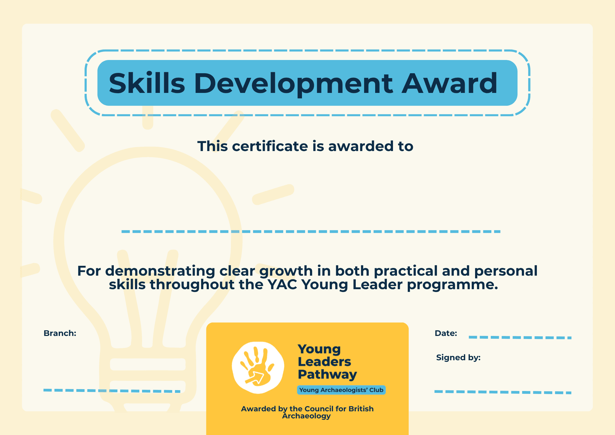 An image of the 'Skills Development' certificate