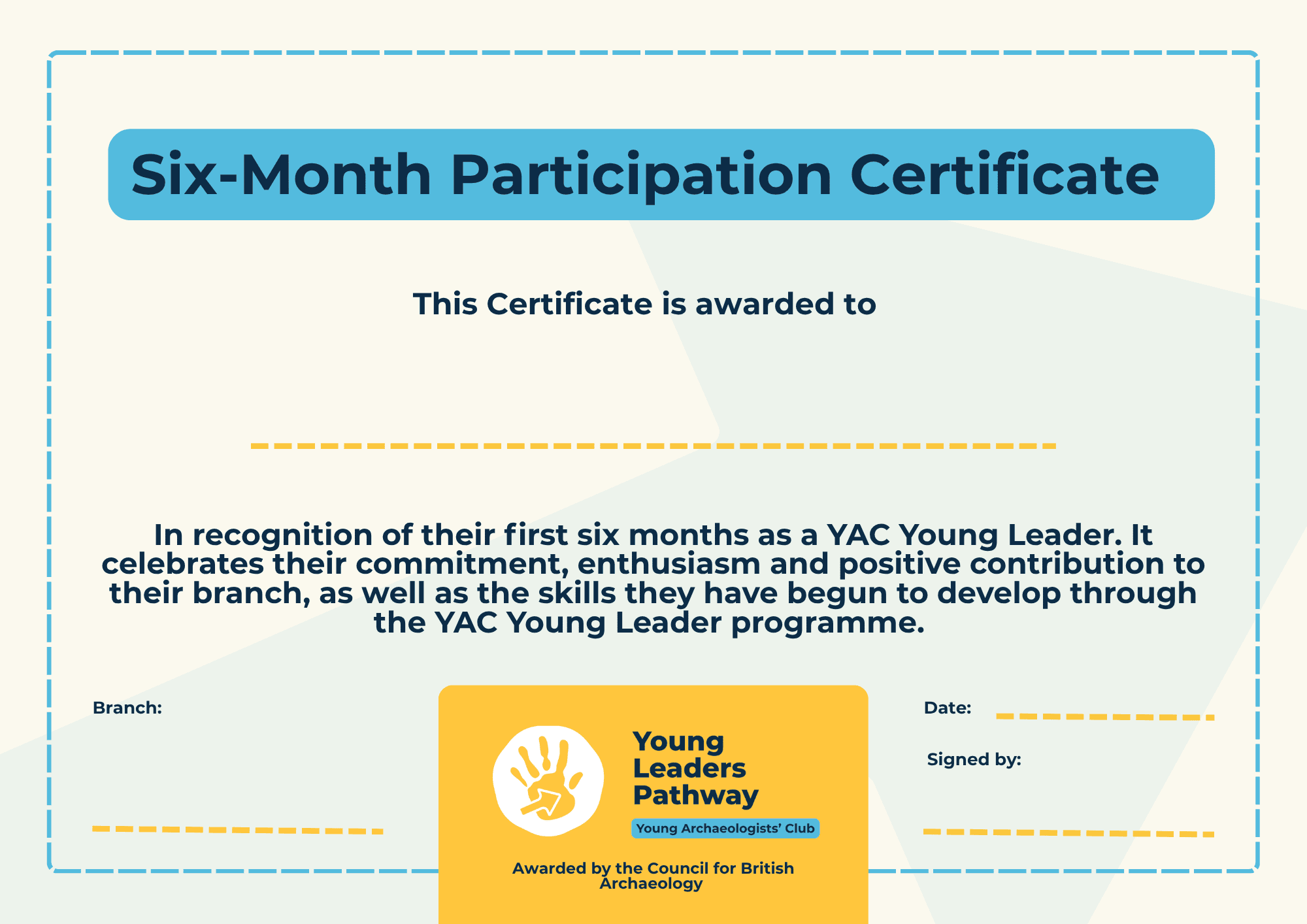 An image of six-month participation certificate